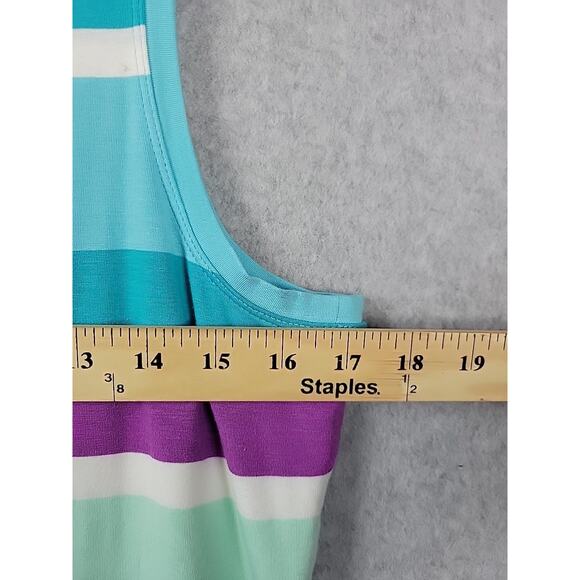 Columbia PFG Omni Wick Blue Striped Maxi Tank Dress Women's Large Stretch - Picture 9 of 11